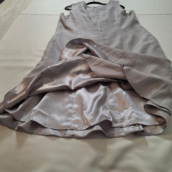 Jaques Vert Mermaid Midi Evening Dress Size 22 Silver Taffeta Satin Lined - Picture 10 of 16